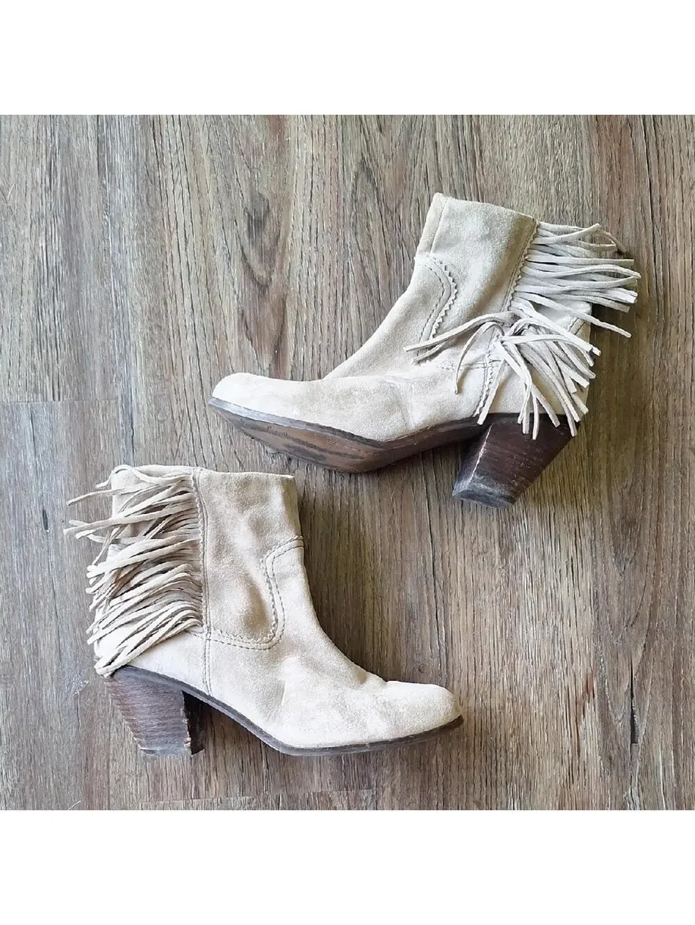 Sam Edelman Fringe Cream Bootie Size 10